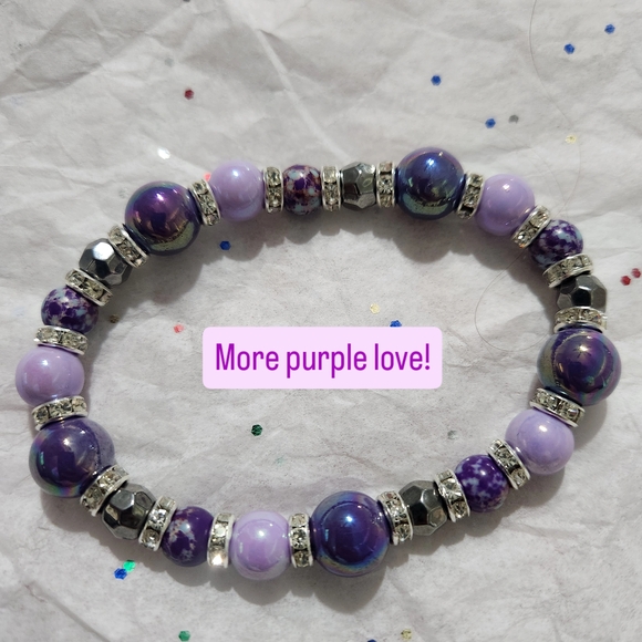 Zebra Stripe and Gold Beaded Bracelet - Picture 6 of 16